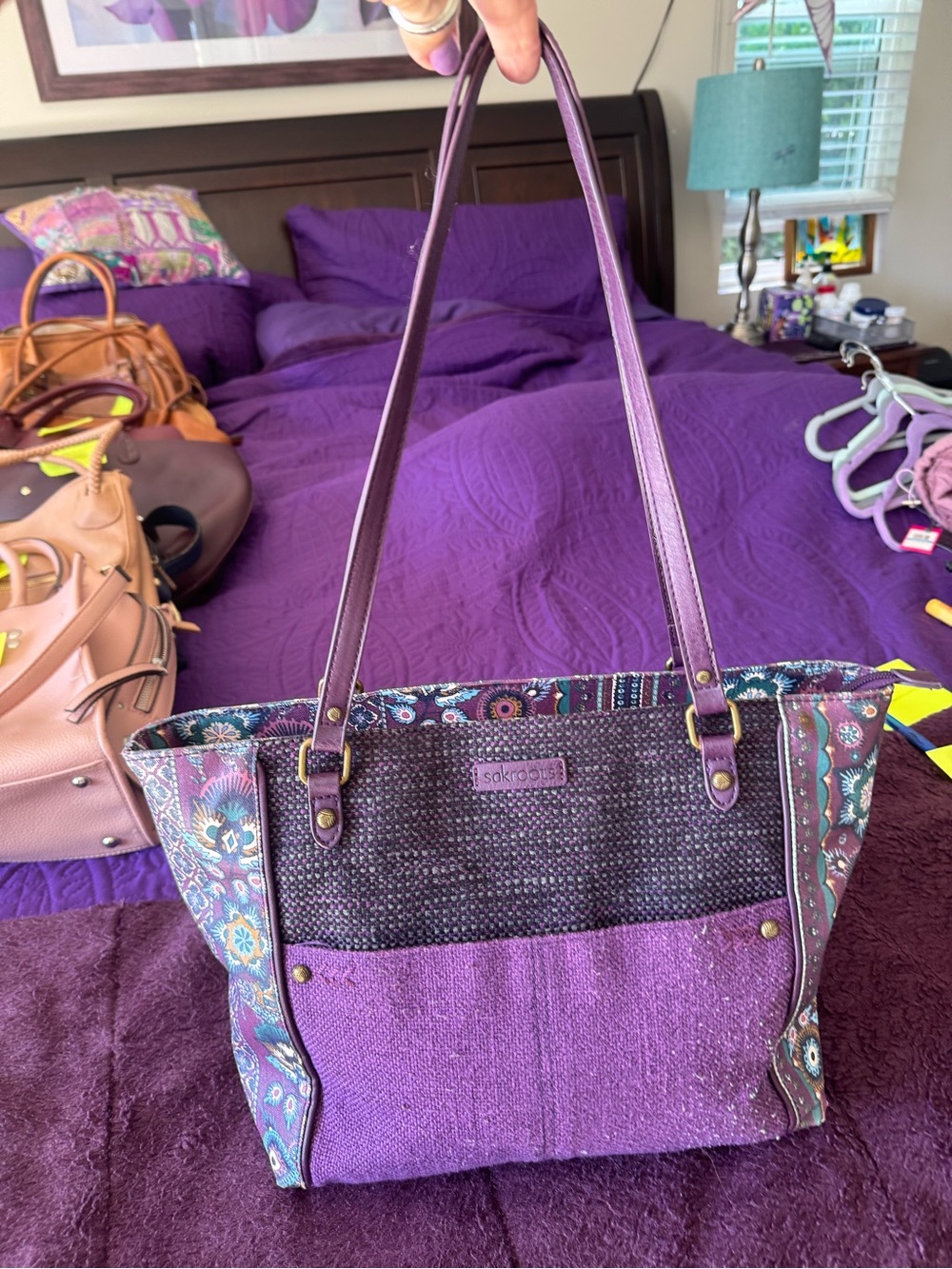 Sakroots Purple Floral Canvas Tote Bag